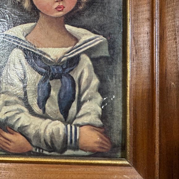 Vintage 70s pair of Eden prints, Sailor and Harlequin, wood framed, damaged - Picture 5 of 7